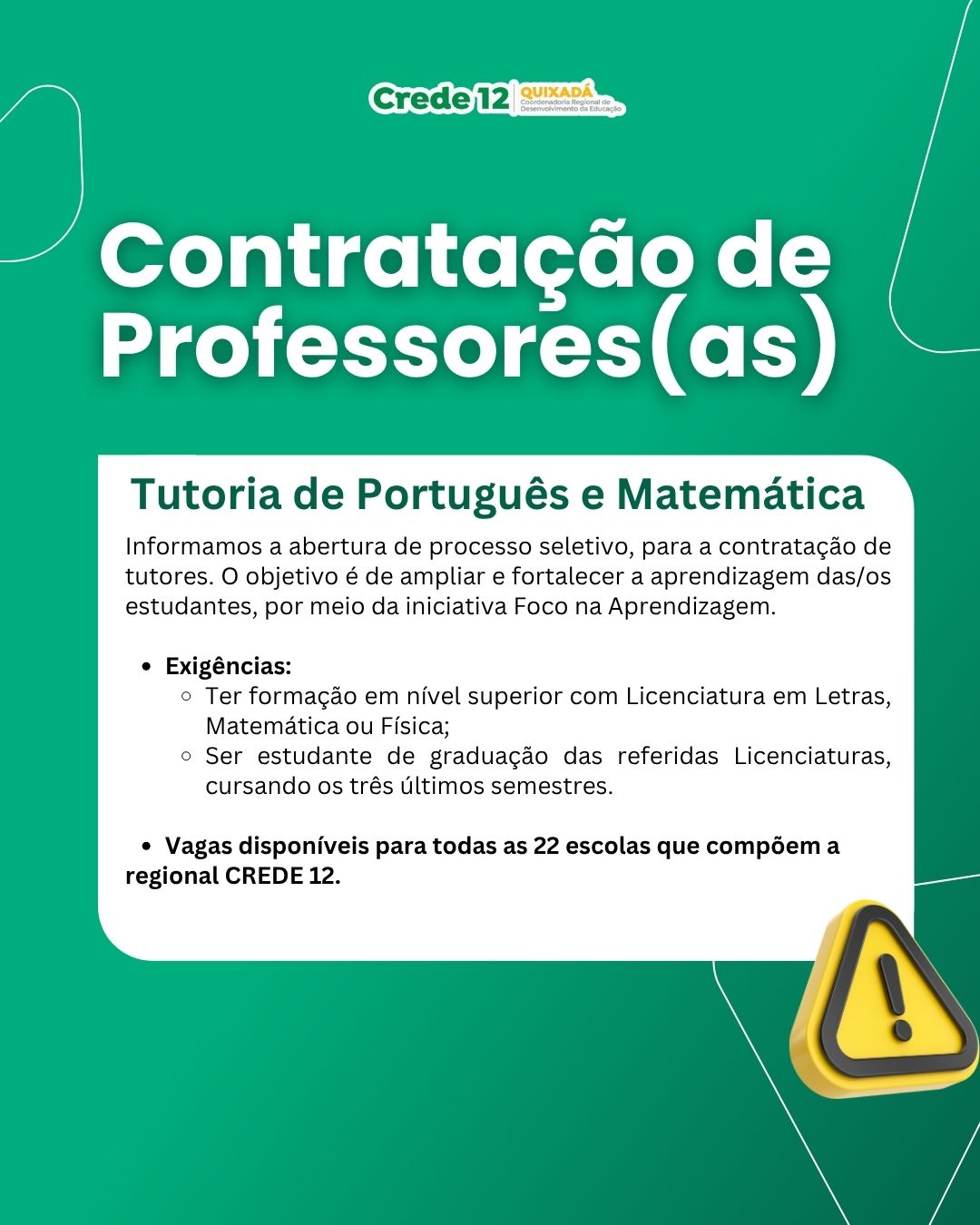 Seleção para Tutores de Português e Matemática